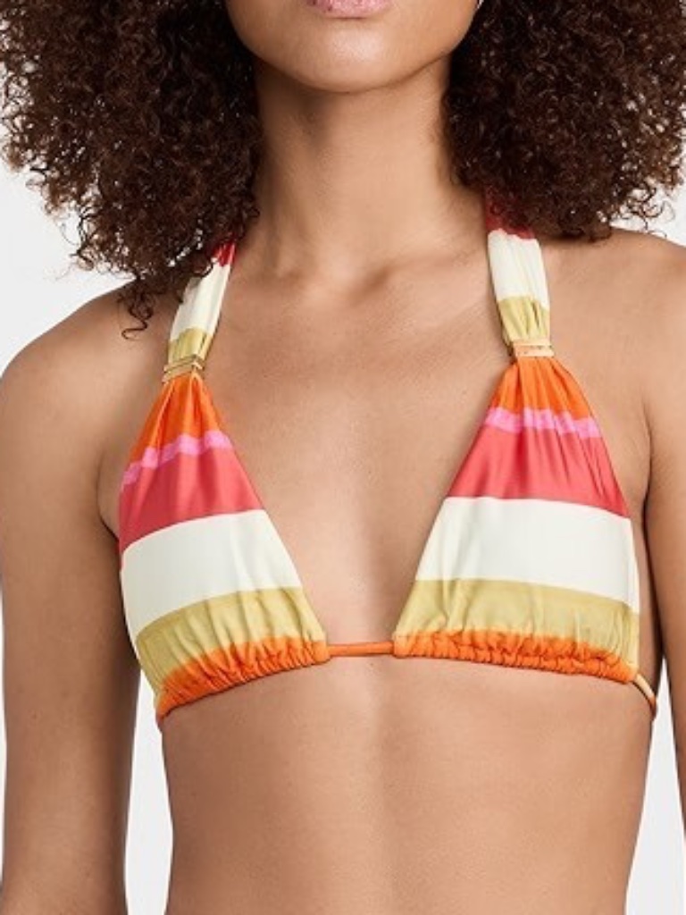 Vix Paula Women Bikini Swim Stripe Triangle Hiva Top - Size Large - Nwt
